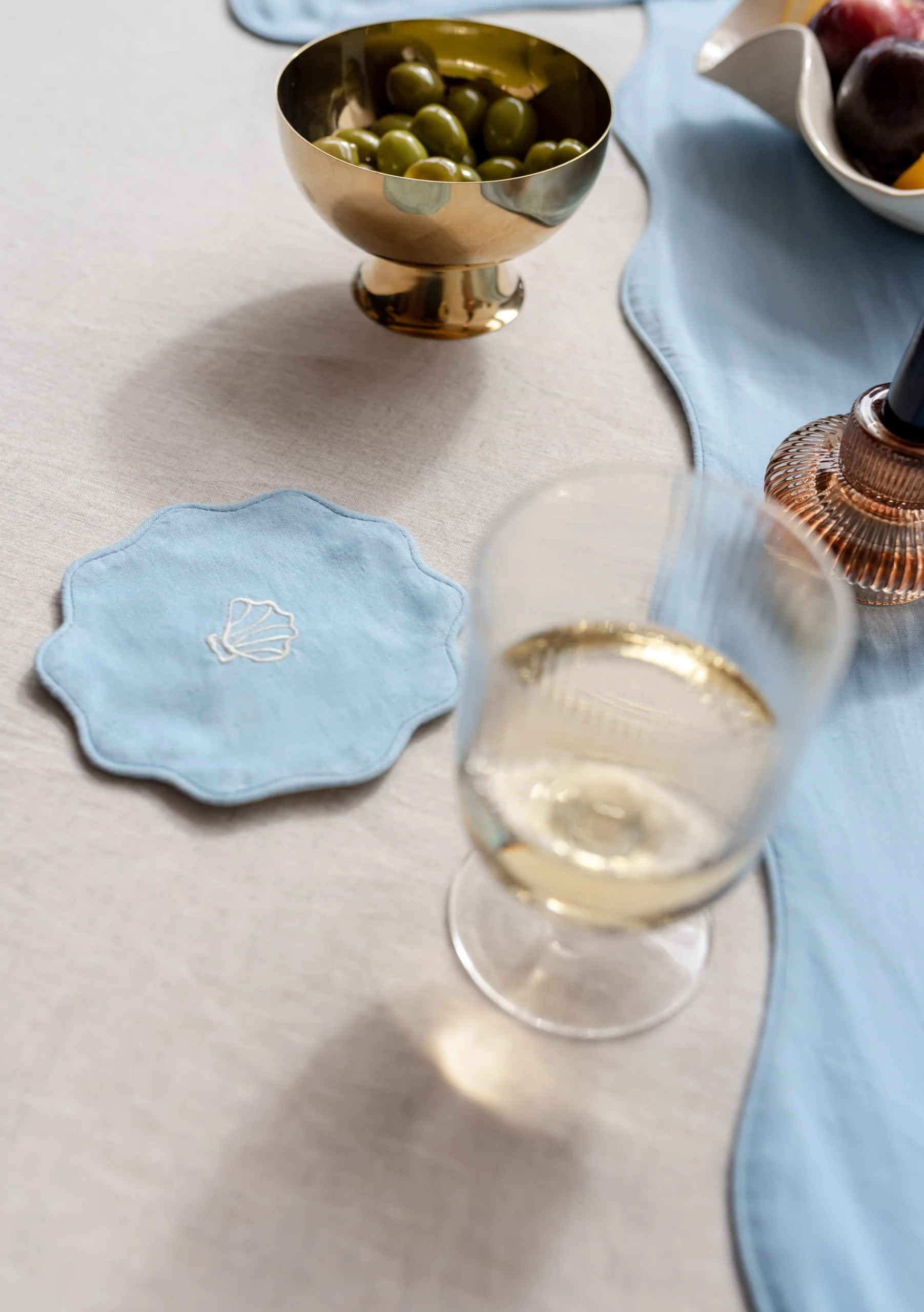 Cotton & Linen Coasters Set of 2 in Blue - Image 2