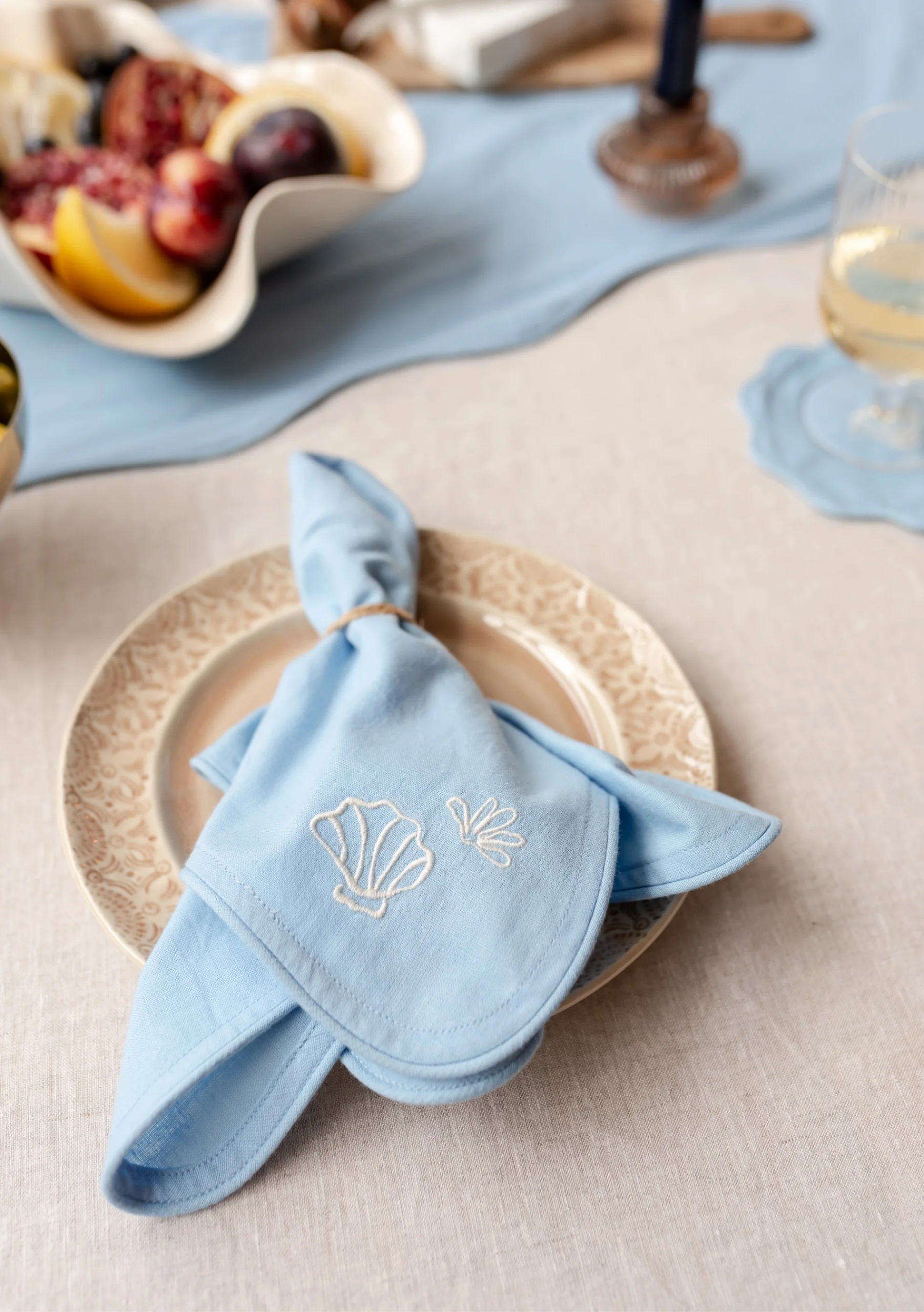 Cotton & Linen Napkins Set of 2 in Blue - Image 2