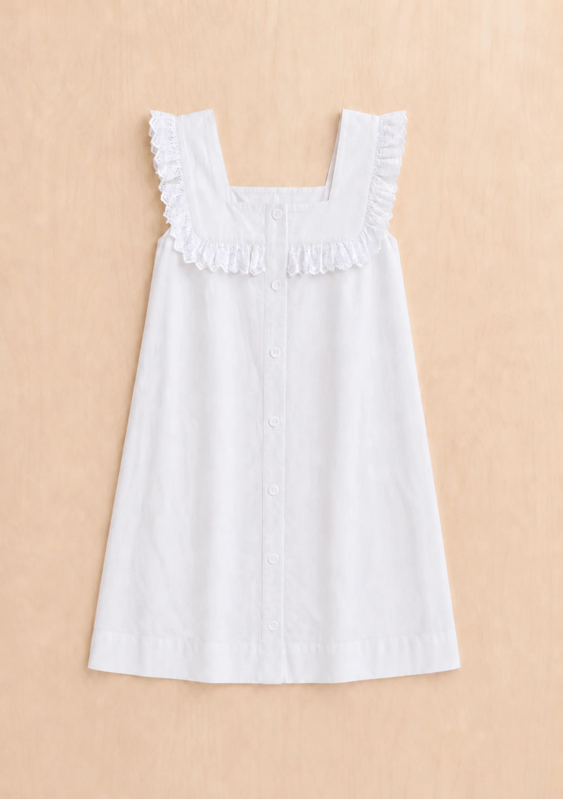 Cotton Broderie Sleeveless Dress in White - Image 4
