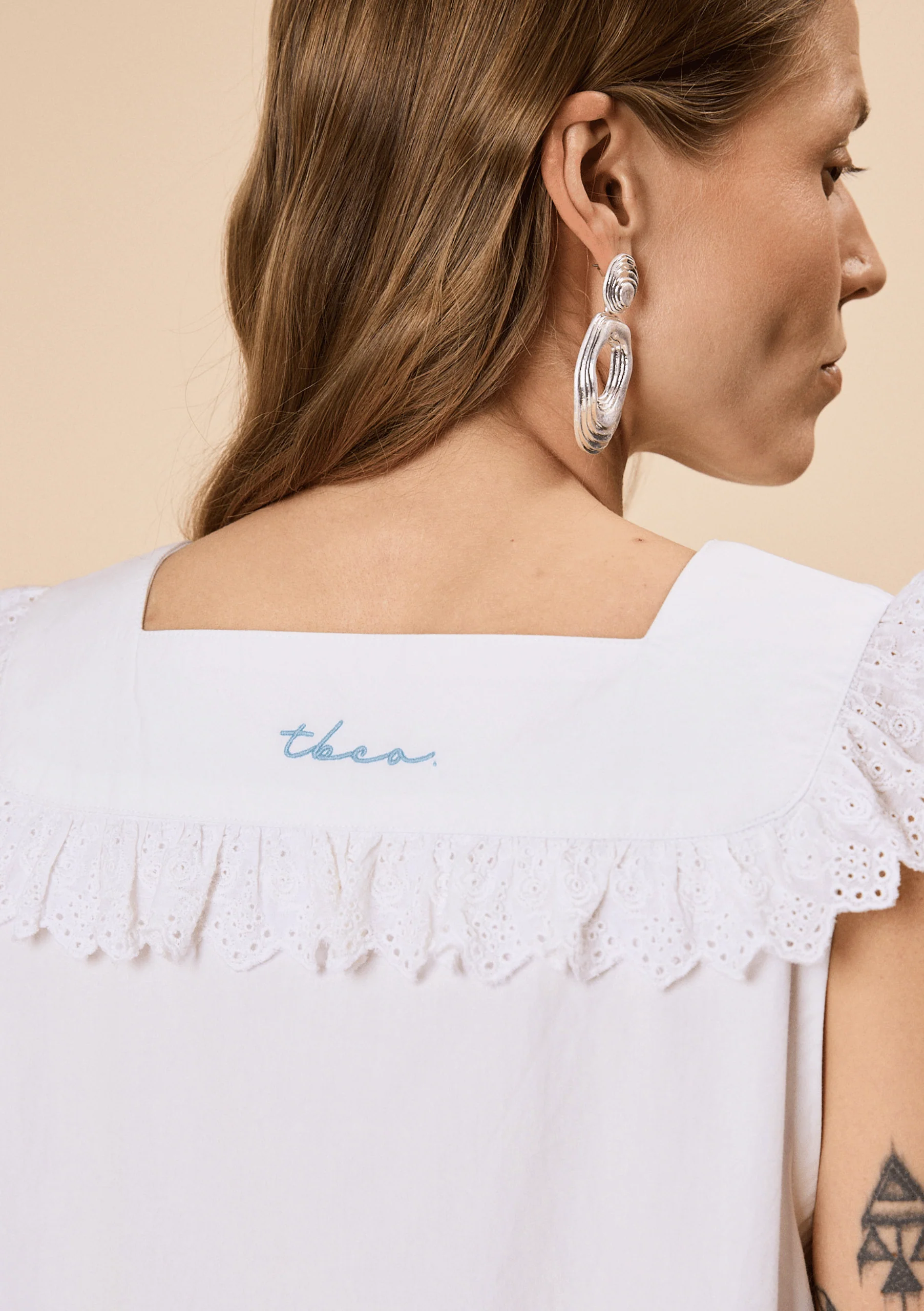 Cotton Broderie Sleeveless Dress in White - Image 6