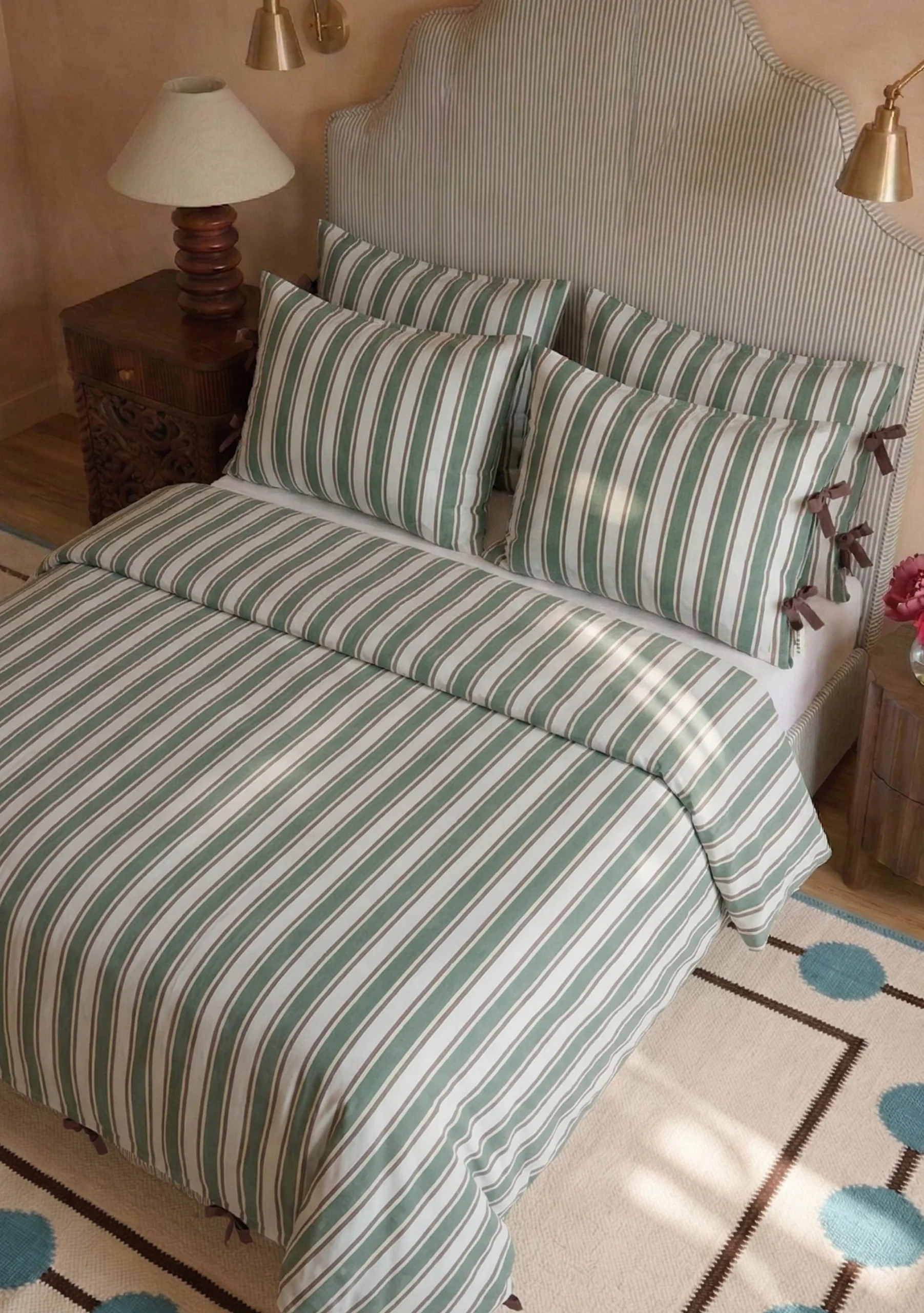 100% Cotton Bedding in Blue Stripe