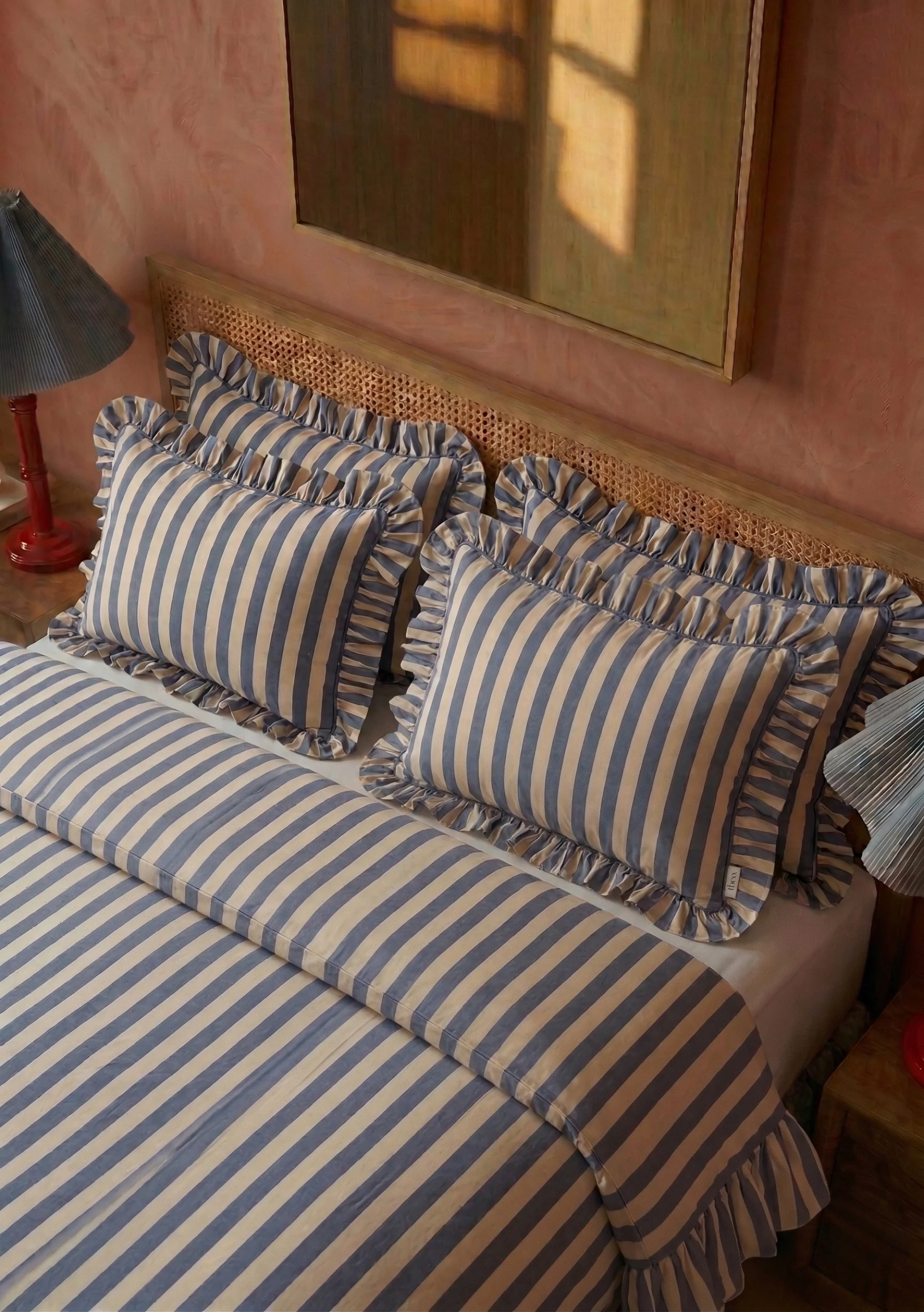 100% Cotton Bedding in Navy Stripe