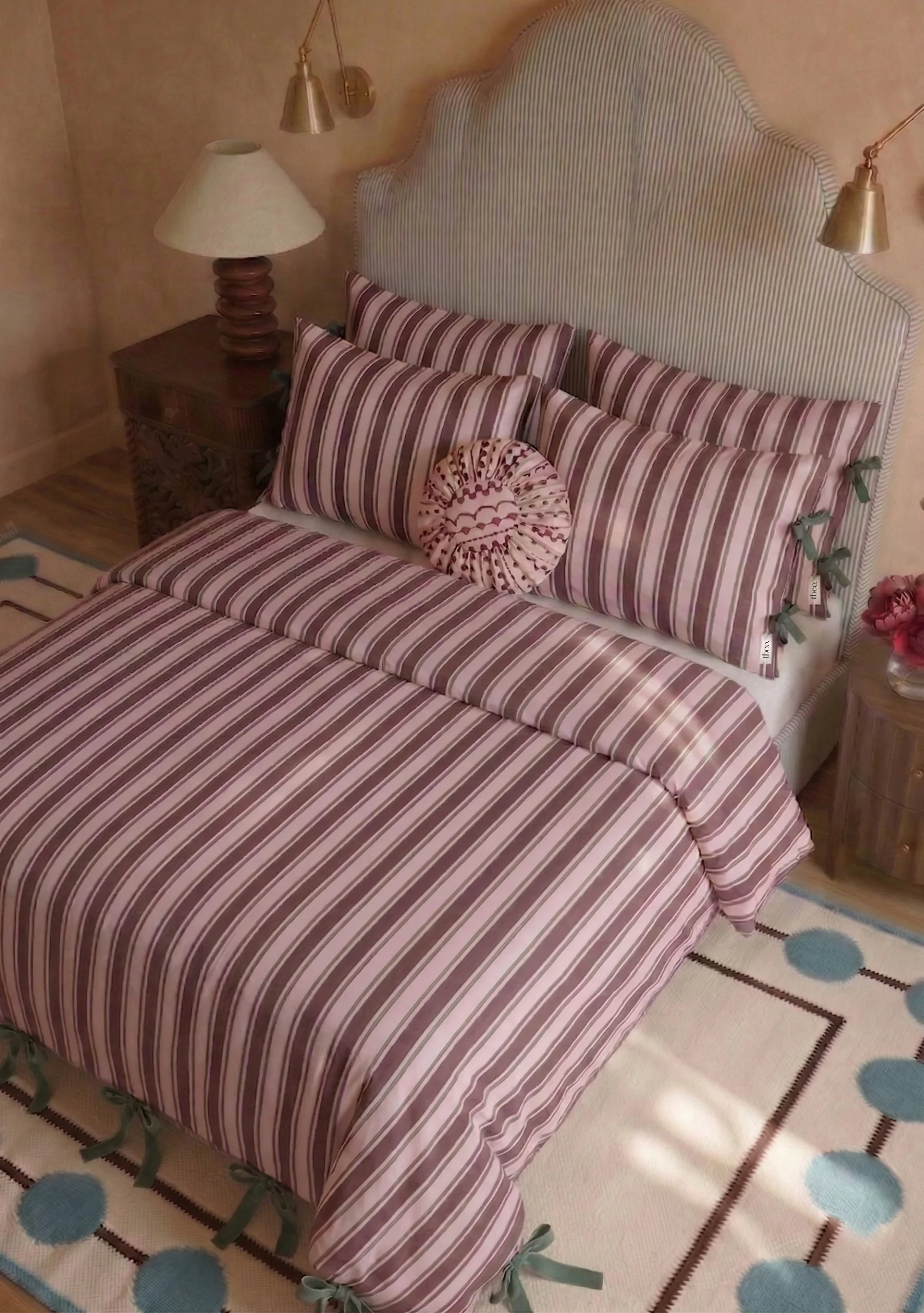100% Cotton Bedding in Pink Stripe