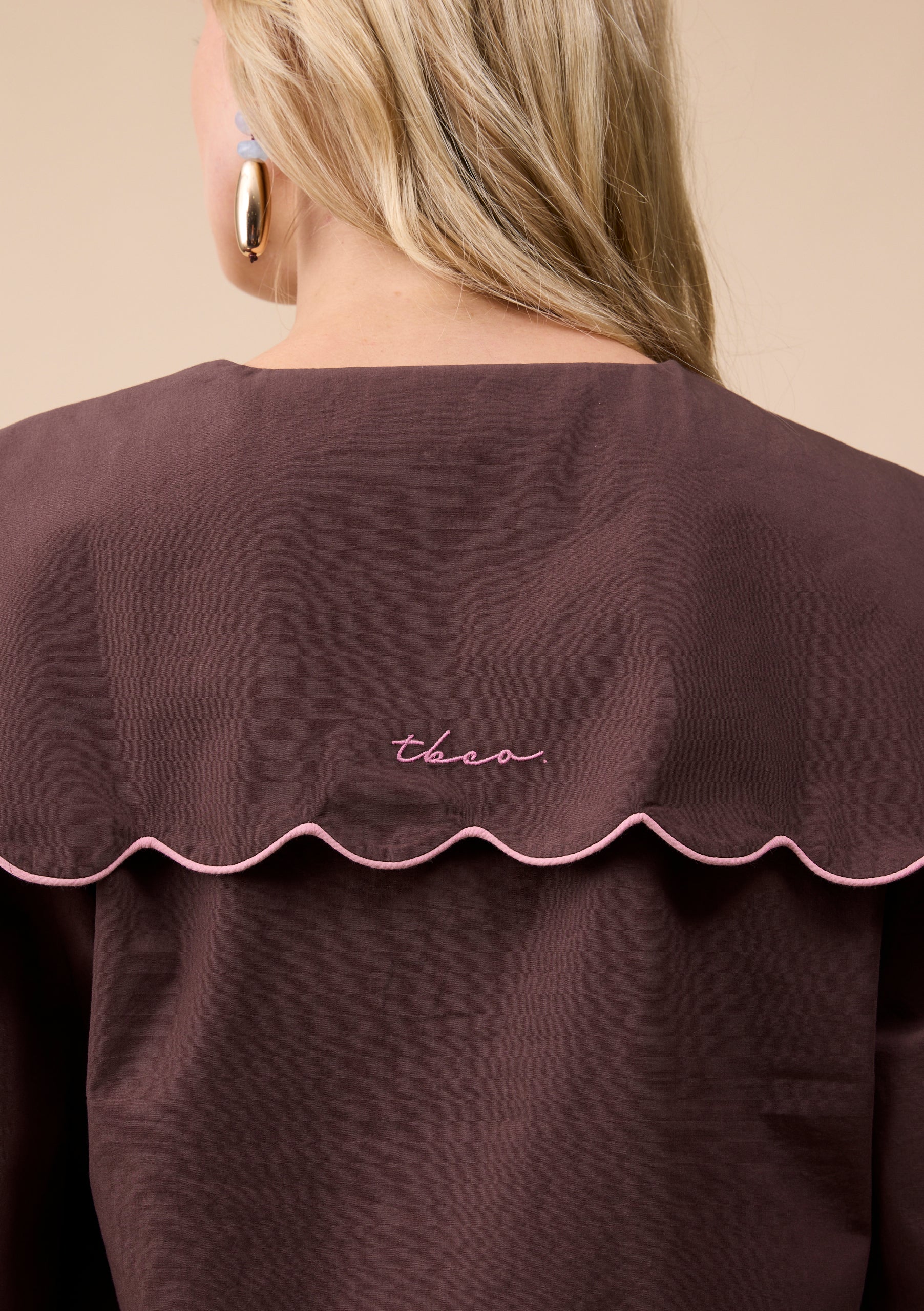 Cotton Shirt in Brown Scallop - Image 5