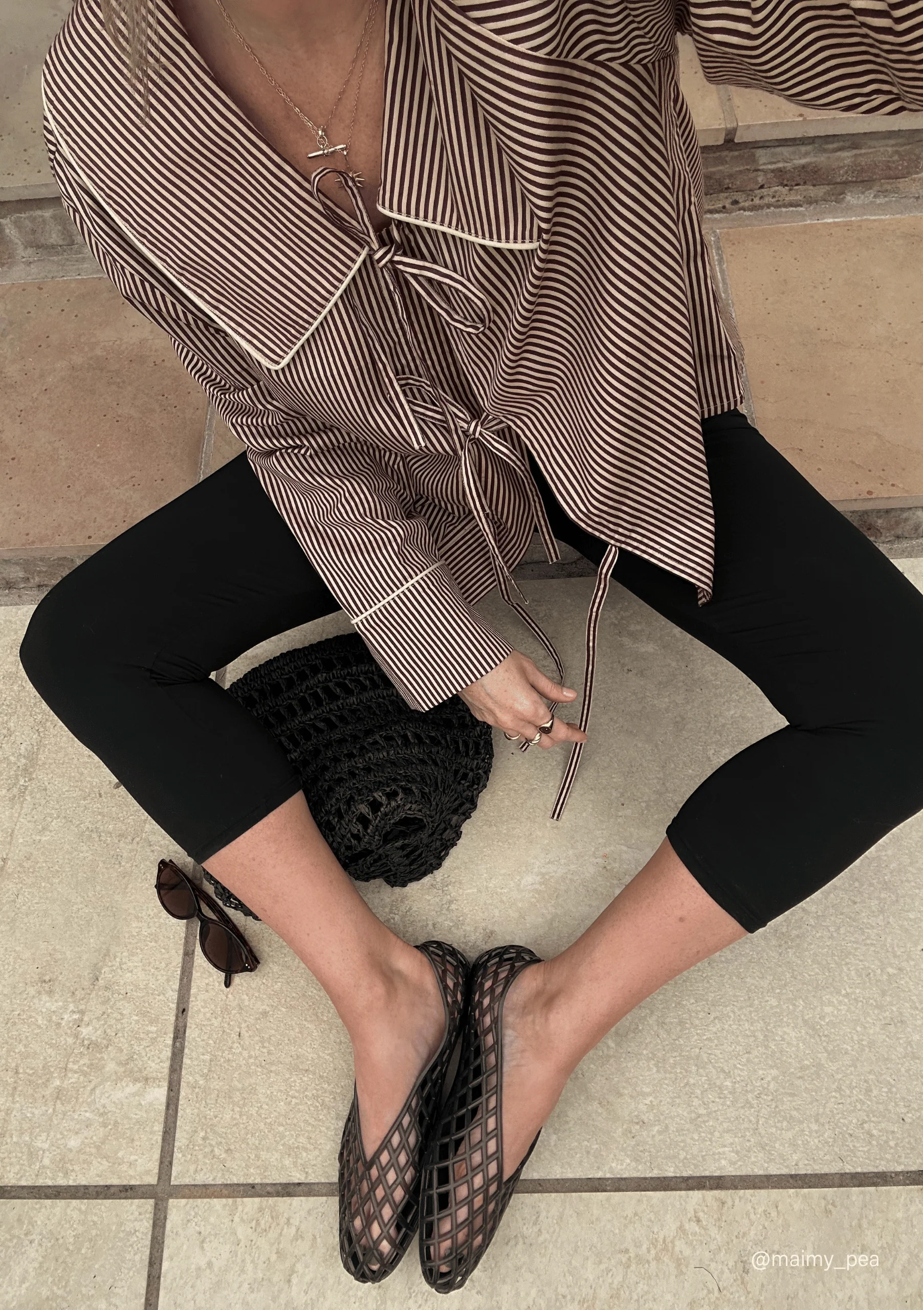 Cotton Shirt in Camel Stripe - Image 2