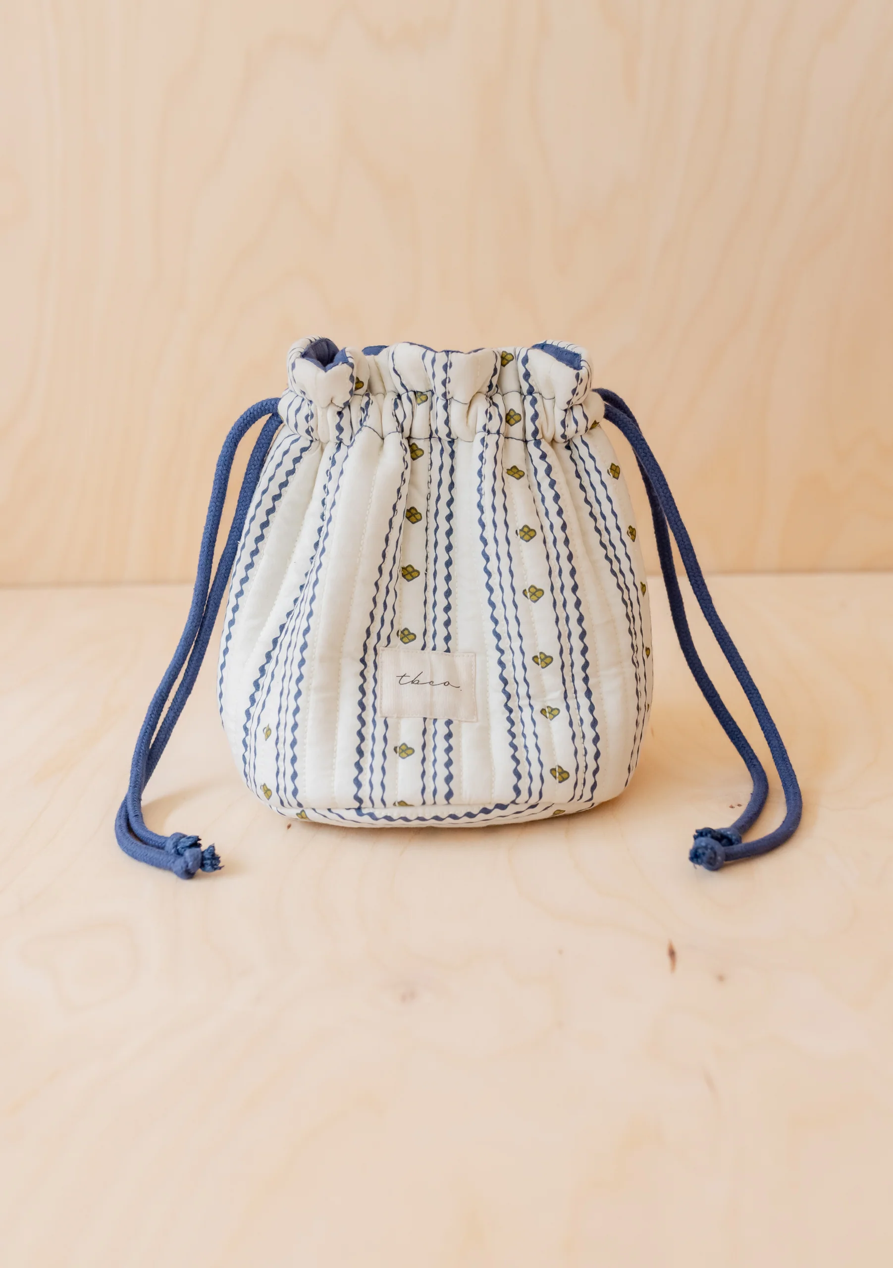 Cotton Wash Bag in Navy Ditsy Floral