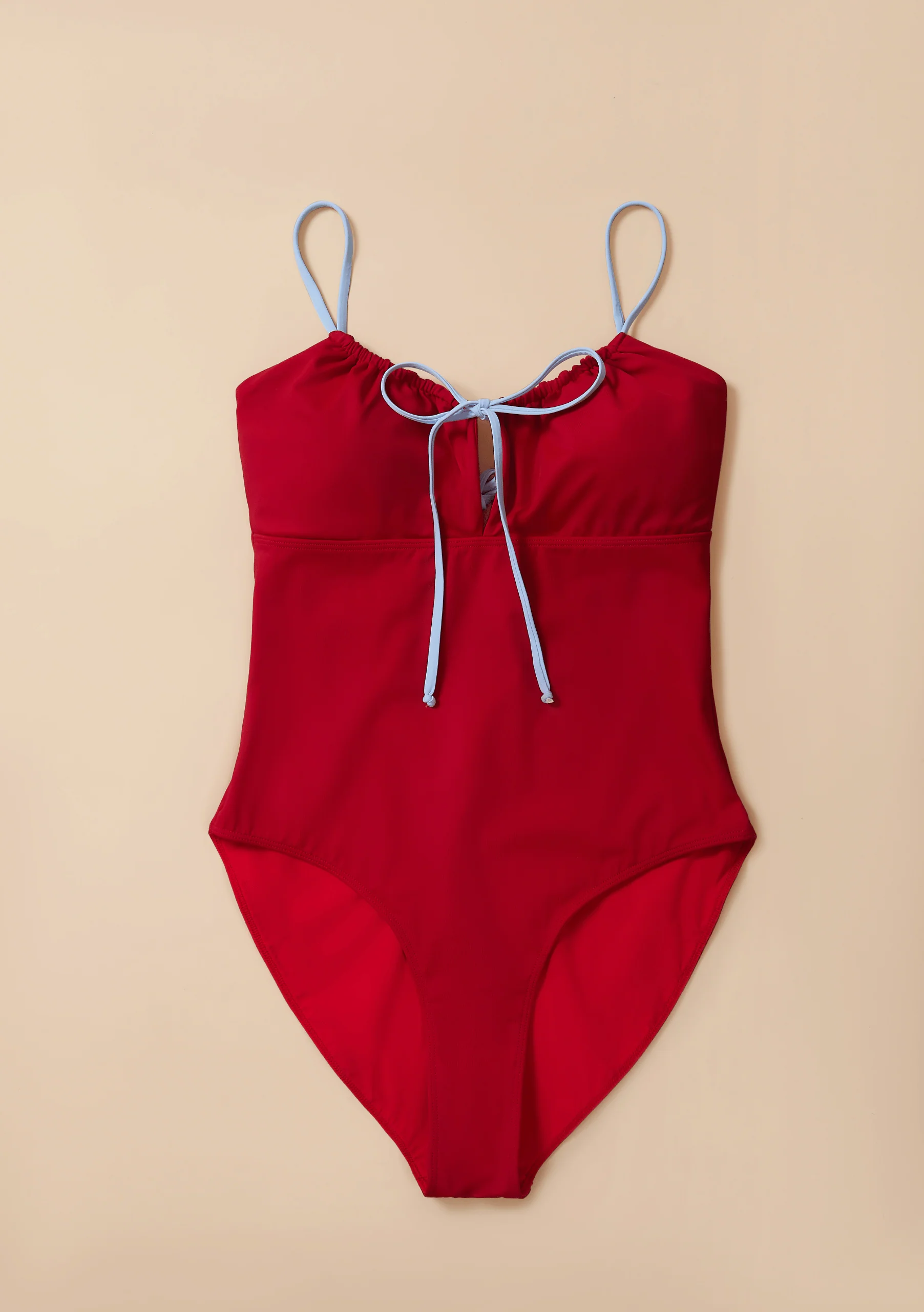 Gathered Swimsuit in Red & Blue - Image 2