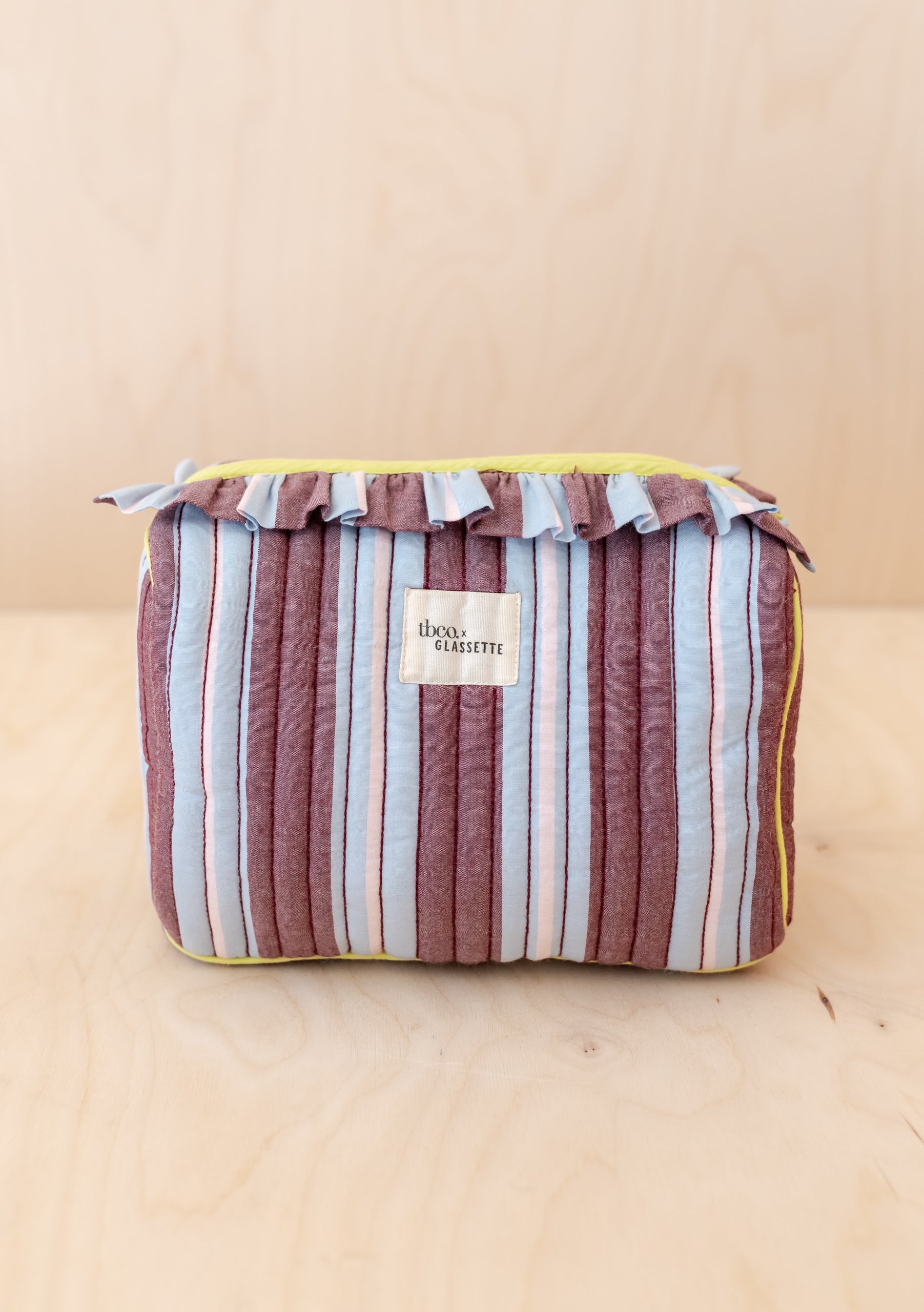 TBCo x Glassette Cotton Wash Bag in Berry Stripe