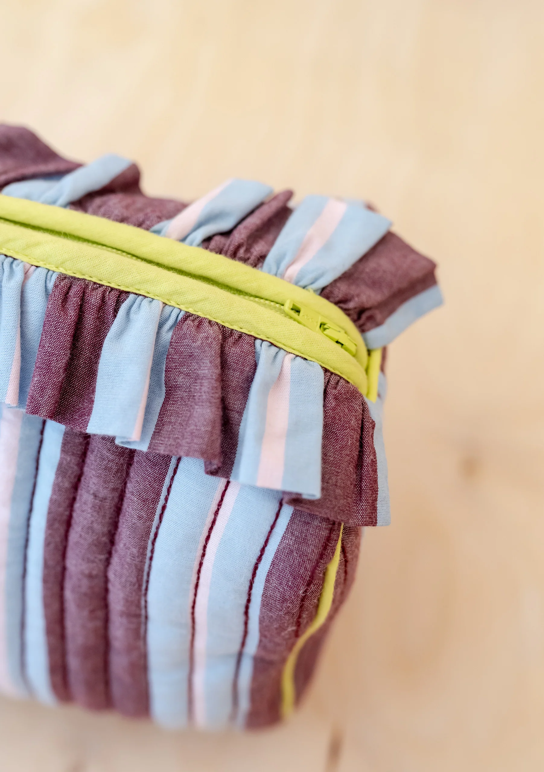 TBCo x Glassette Cotton Wash Bag in Berry Stripe - Image 2